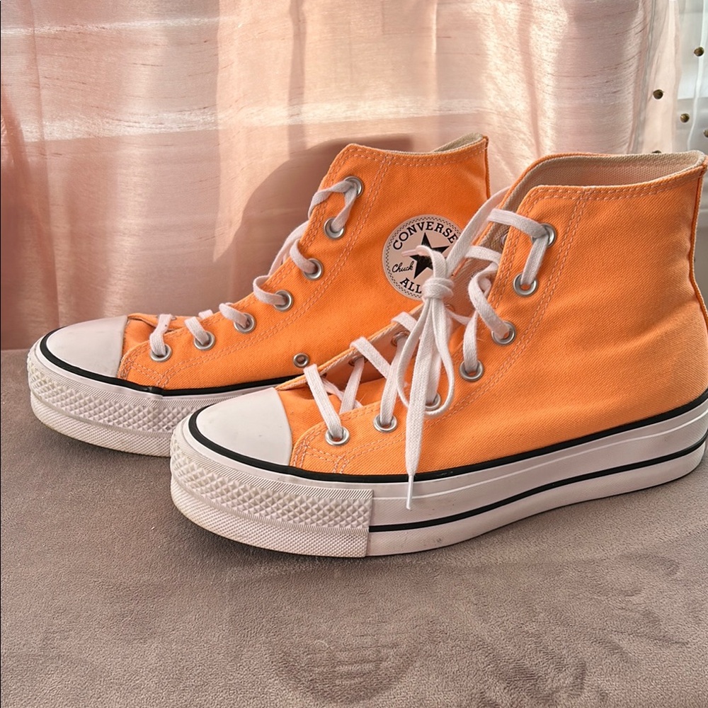 Converse Orange and White Athletic High-Top Sneakers
